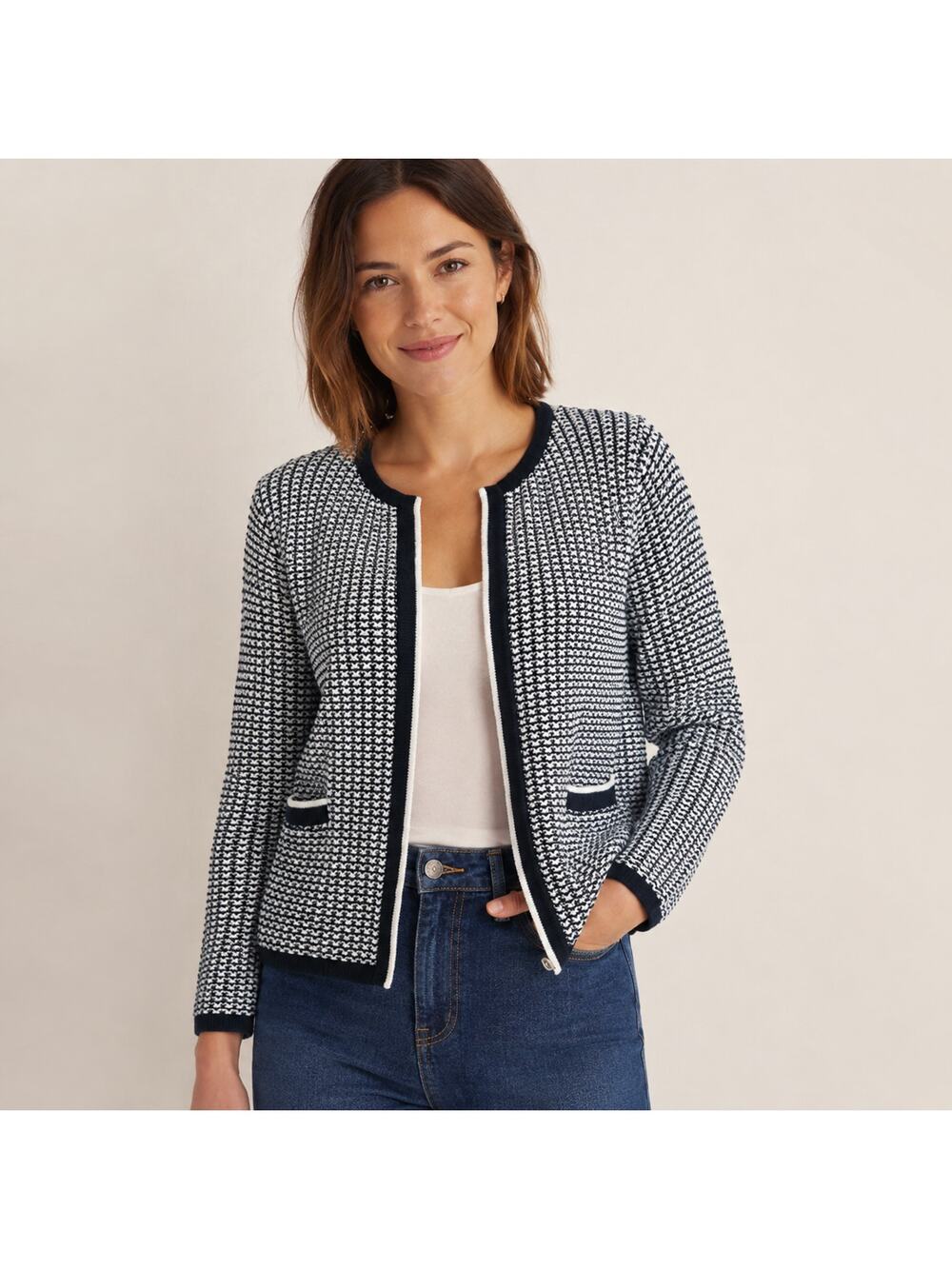 Boden SZ 16/18 Cranbrook Pure Zip Front Cotton Cardigan K0331